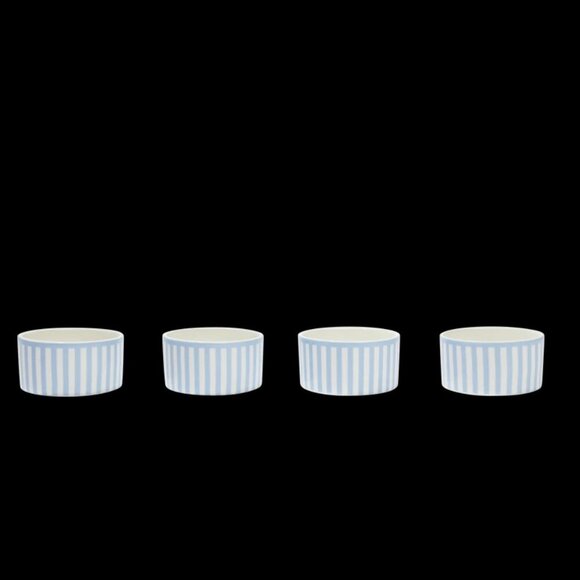 In the Roundhouse Sicily Stripe Dip Bowls Set of 4, Light Blue China - Picture 2 of 4